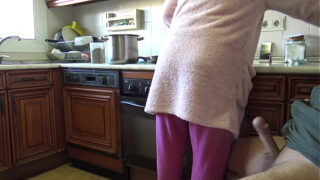 Indian wife drinks my cumshot after flashing my dick in her kitchen